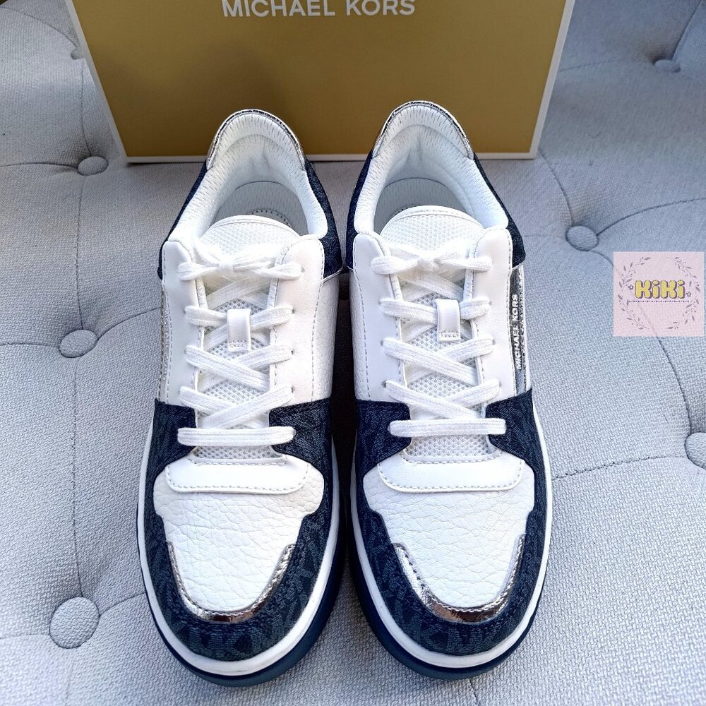 Michael Kors Lexi Mixed-Media Sneaker color admiral 49T5LXFS1L - Picture 11 of 13